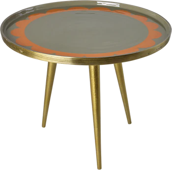 Runder Metall-Beistelltisch Rice by Rice Sand Orange Kante