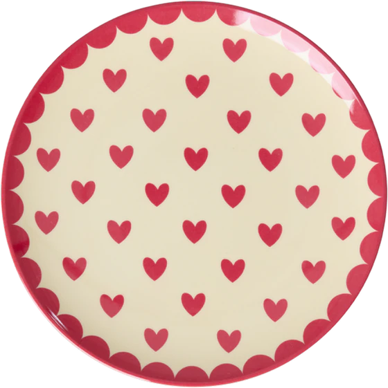 Kleine Tortenplatte Melamin Rot Herzchen Rice by Rice