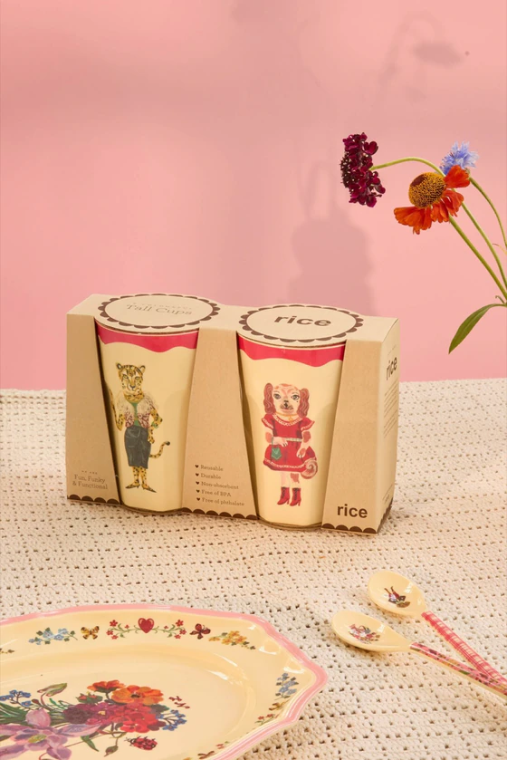Melamin-Trinkbecher-Set Rice by Rice 400 ml Red Kiss 2er-Pack