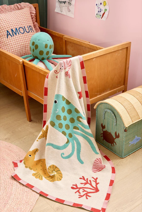 Babydecke Rice by Rice Korallenriff Baumwolle – Weich & Atmungsaktiv