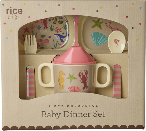 Baby-Geschirrset Melamin Coral Ocean – Rice by Rice robust