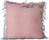 Dekokissen Baumwolle Coral Rice by Rice – Florale Applikation - Cotton Square Cushion with Flower Application - Coral