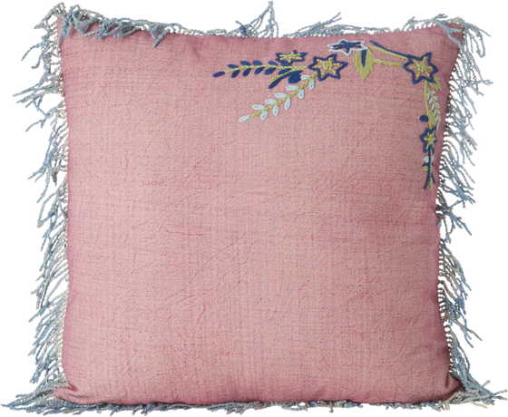 Dekokissen Baumwolle Coral Rice by Rice – Florale Applikation