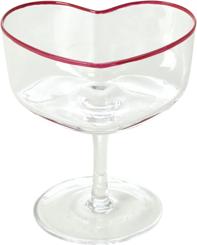 Champagnerschale Glas Herzform 200 ml Rot Rice by Rice