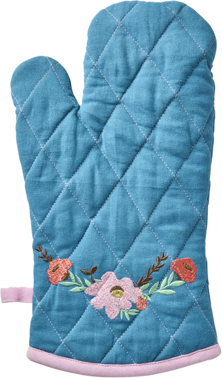 Ofenhandschuh Rice by Rice Baumwolle Blau Blumenranken