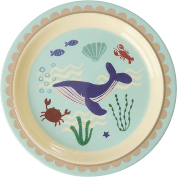 Kinderteller aus Melamin Rice by Rice – Ozean-Design, BPA-frei