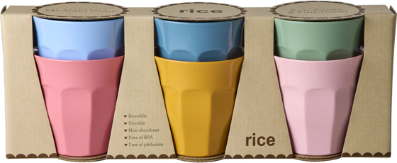 Trinkbecher-Set Rice by Rice Melamin 6er-Pack 250ml bunt