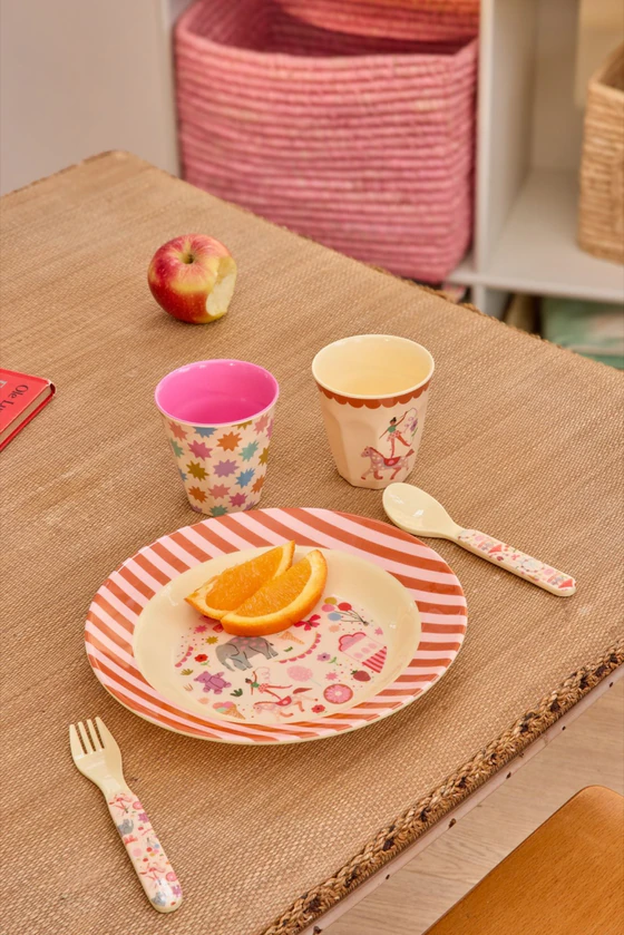 Kinderbesteck-Set Rosa Jahrmarkt Rice by Rice – Bruchfest Melamin