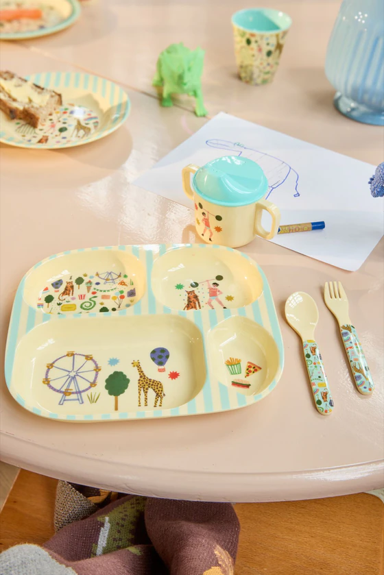 Kinderbesteck-Set Rice by Rice Mint Print Melamin BPA-frei