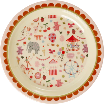 Kinderteller Melamin Rice by Rice – Pink Jahrmarkt BPA-frei