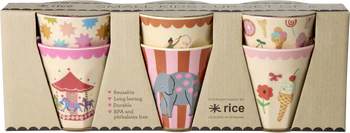 Kleine Melamin-Trinkbecher Rice by Rice 6er-Set Rosa Prints