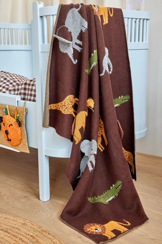 Babydecke Schokobraun Rice by Rice – Tiermotive 100% Baumwolle