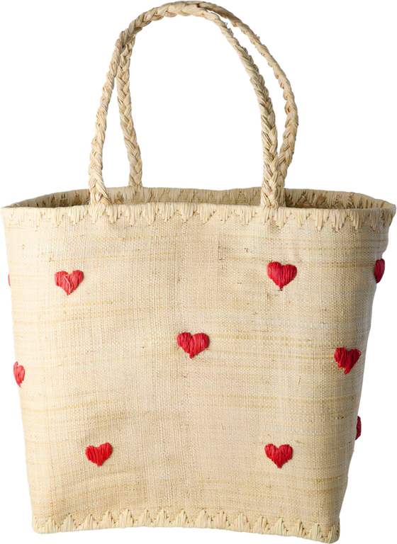 Große Raffia-Tragetasche Rice by Rice Darling Hearts Unikat