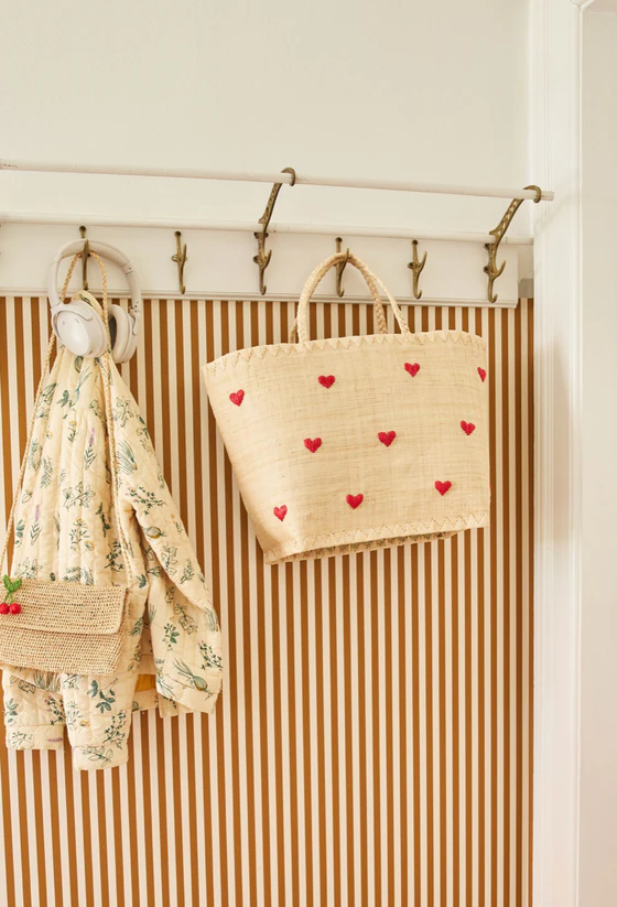 Große Raffia-Tragetasche Rice by Rice Darling Hearts Unikat