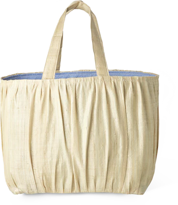 Große Handtasche Raffia Blau Vichy Rice by Rice – Unikat