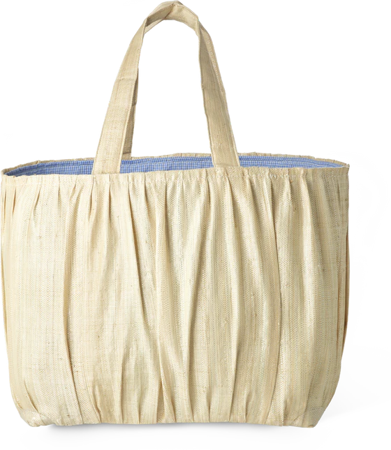 Große Handtasche Raffia Blau Vichy Rice by Rice – Unikat