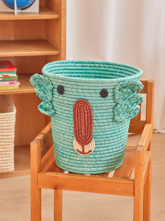 Raffia Aufbewahrungskorb Koala Aqua Rice by Rice – Handgefertigt Unikat