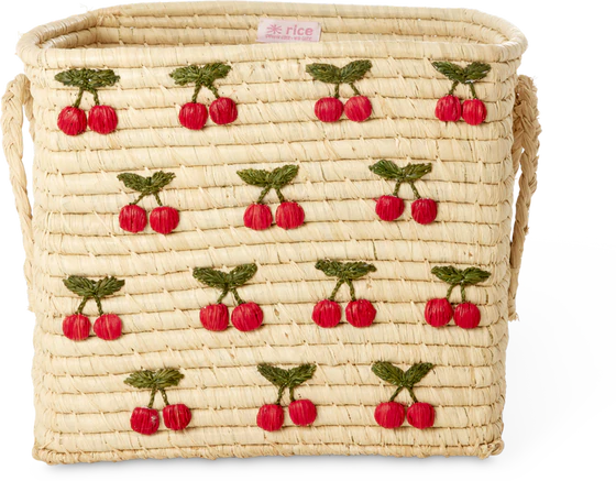 Aufbewahrungskorb Raffia Kirschen Rice by Rice – Handgefertigt