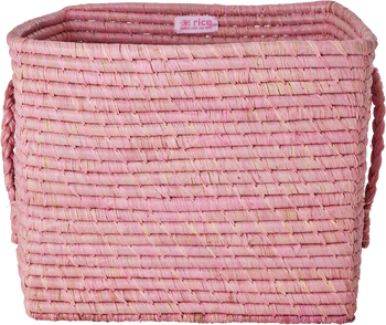 Quadratischer Aufbewahrungskorb Rice by Rice Soft Pink Raffia