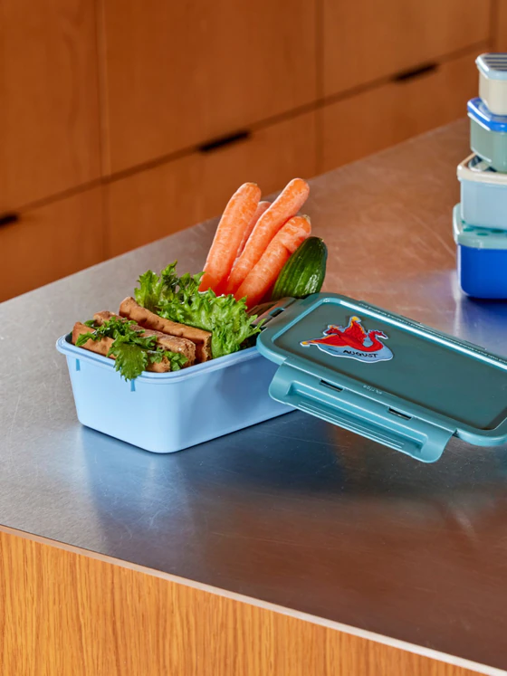 Lunchbox mit drei Einsätzen Rice by Rice Grün Hellblau BPA-frei