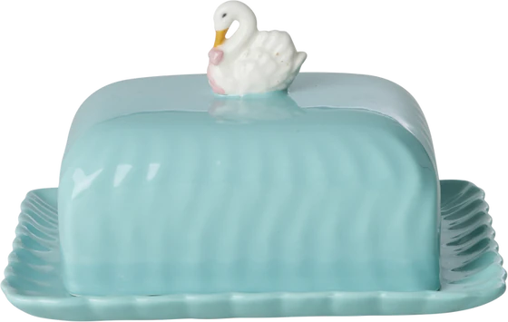 Butterdose Keramik Mint Schwan Rice by Rice – Handbemalt Glasiert