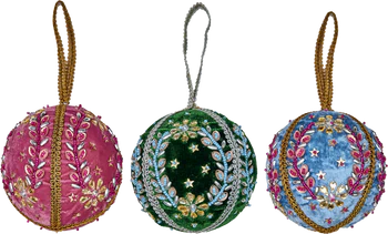Weihnachtsbaum-Anhänger Rice by Rice – Samt & Perlen 3er-Set