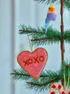 Weihnachtsbaumanhänger Herz Rosa Rice by Rice – Handbestickt, Samt