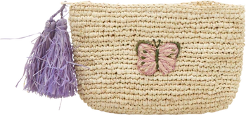 Clutch-Tasche Raffia Rice by Rice Schmetterling Lavendel Natur