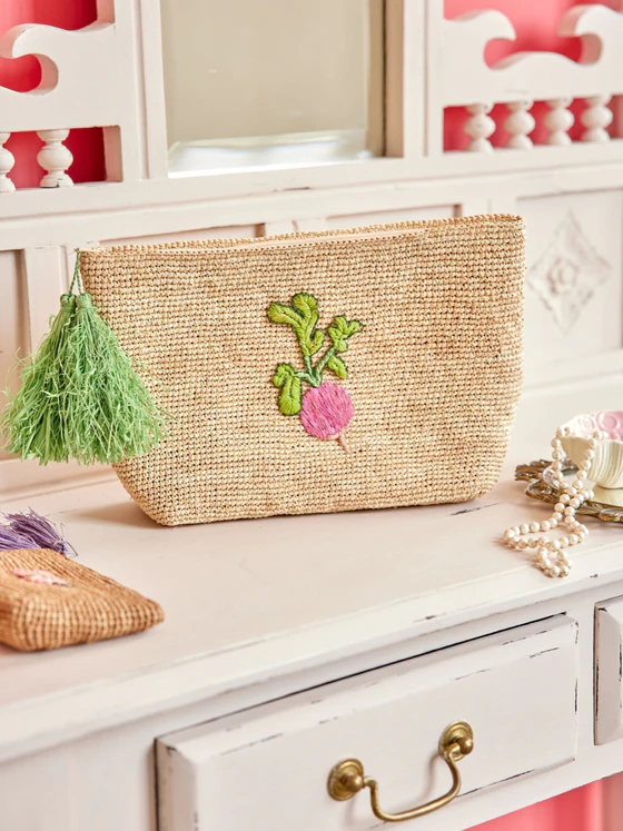 Clutch-Tasche Raffia Radieschen Rice by Rice – Handgefertigt Vegan