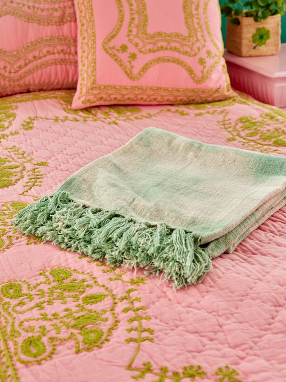 Wohndecke Rice by Rice Baumwolle Grün Unikat Tie-Dye