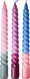 Gedrehte Stabkerzen Set Rice by Rice – 3 Farben 6h Brenndauer - Twisted Candles in 3 Asst. Colors - 6HR