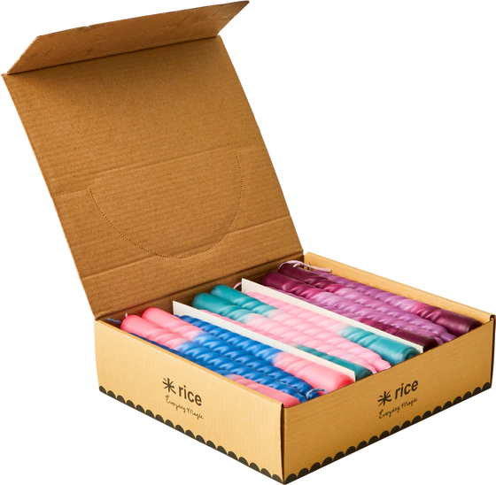 Gedrehte Stabkerzen Set Rice by Rice – 3 Farben 6h Brenndauer