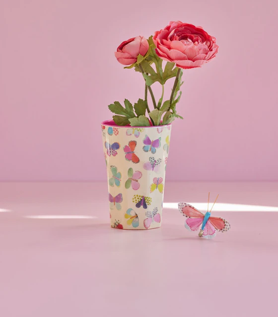 Trinkbecher Melamin 400ml Schmetterlings-Print Rice by Rice