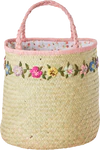 Handgefertigte Basttasche Rice by Rice Raffia Bag Natur Blumen