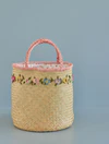 Handgefertigte Basttasche Rice by Rice Raffia Bag Natur Blumen