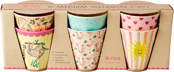 Kinderbecher-Set Melamin Rice by Rice 250ml 6er Pack bunt