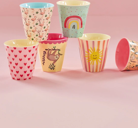 Kinderbecher-Set Melamin Rice by Rice 250ml 6er Pack bunt