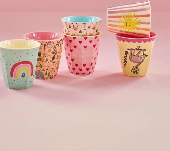 Kinderbecher-Set Melamin Rice by Rice 250ml 6er Pack bunt