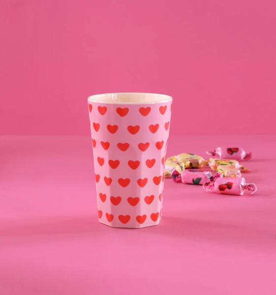 Hoher Trinkbecher Rice by Rice 400 ml Herzmuster BPA-frei