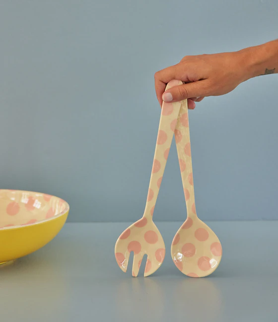 Salatbesteck Rice by Rice Pink Dots Melamin BPA-frei