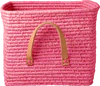 Aufbewahrungskorb Rice by Rice Soft Pink Ledergriffe Raffia