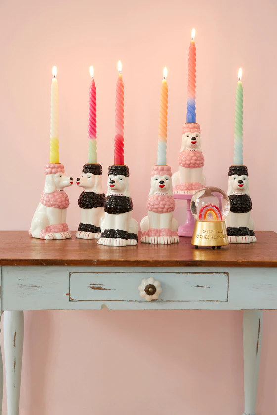 Gedrehte Stabkerzen 3er-Set Rice by Rice Pastellfarben Vegan