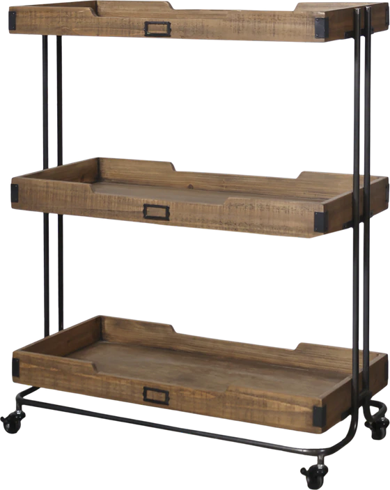 Servierwagen Chic Antique – Vintage Tannenholz mit Tabletts