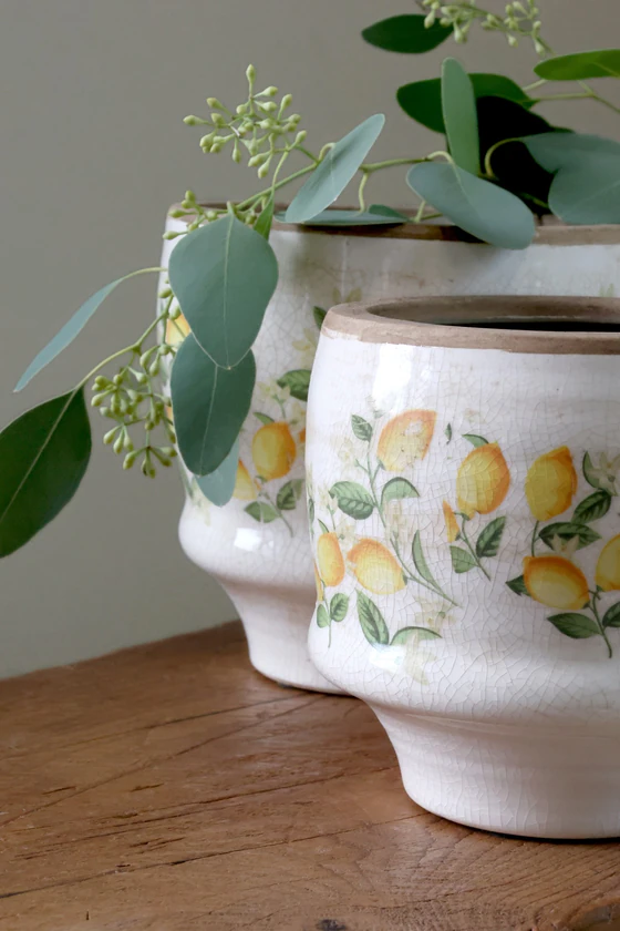 Übertopf Zimmerpflanzen Chic Antique Limone Blossom Keramik