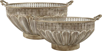Dekorativer Übertopf Chic Antique Set 2 Vintage-Look Metall