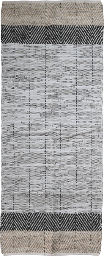 Tischläufer Chic Antique Streifen Kohle/Natur Leder-Jute Mix