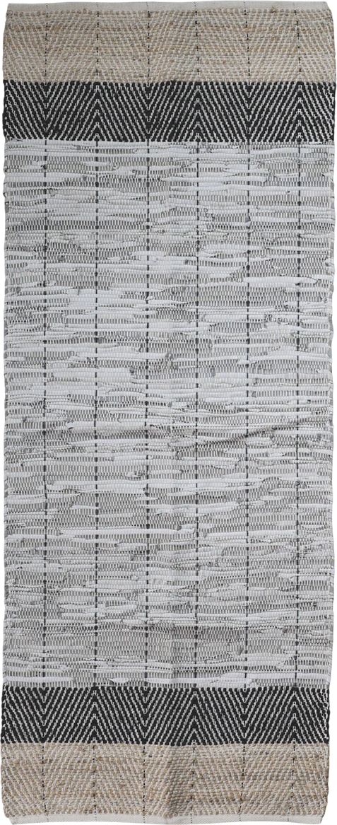 Tischläufer Chic Antique Streifen Kohle/Natur Leder-Jute Mix