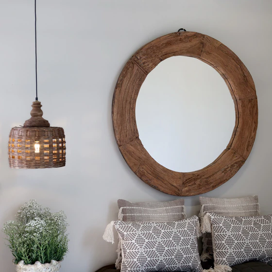 Runder Wandspiegel Chic Antique Grimaud – Recyclingholz Unikat