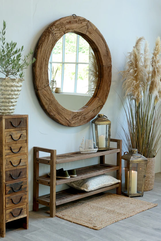 Runder Wandspiegel Chic Antique Grimaud – Recyclingholz Unikat