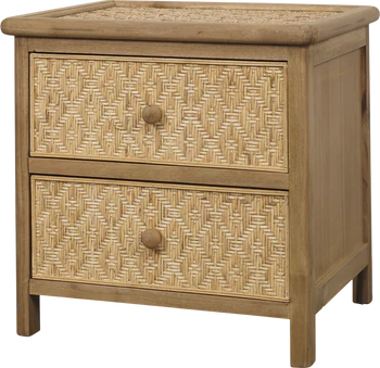 Beistelltisch Chic Antique Rattan Natur 2 Schubladen Vintage